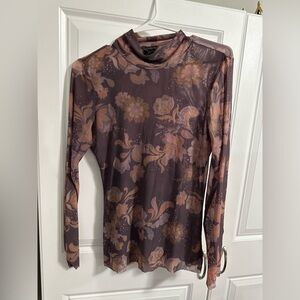 Johnny Was Sheer Top with Floral Embroidery